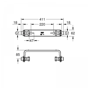 Poza Suport montare senzor control apa Grohe Sense Guard G1 - dimensiuni