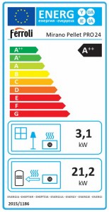 Poza Termosemineu pe peleti Ferroli Mirano Pellet Pro 24 - 24 kW - clasa energetica