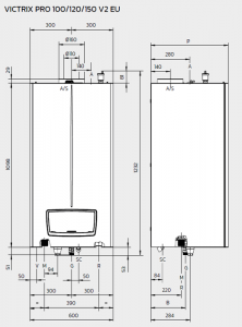 Poza Dimensiuni Centrala termica in condensatie IMMERGAS VICTRIX PRO V2 150 ErP - 150 kW