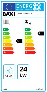 Poza Clasa energetica Centrala termica pe gaz in condensare Baxi Luna Compact 28 kW, incalzire si ACM