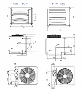 Poza Dimensiuni Aeroterma pe gaz WINTERWARM XR+