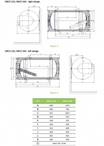 Poza Boiler electric orizontal DRAZICE OKCV 160 - 160 L - dimensiuni