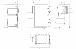 Poza Dimensiuni Centrala pe combustibil solid Sunsystem BURNIT NWB V2