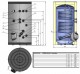 Dimensiuni Boiler solar cu 2 serpentine si rezistenta electrica ELDOM 1500 litri
